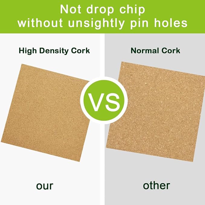 Cork Board Tiles 12"x12" - 1/2" Thick 10 Pack Cork Board Square Bulletin Boards Self Adhesive Corkboards for Walls Pin Boards Corkboards for Office Home School Decor-DeskLoop Office