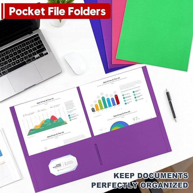2 Pocket Folders, 100 Pack Bulk Durable Paper Letter Size File Folders - Image 6