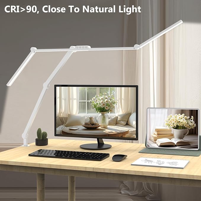 Micomlan 3000 Lumen Super Bright Led Desk Lamp for Home Office, 47Inches Long Architect Desk Lamp with Clamp, Dimmable Table Light with Adjustable Monitor Light Bar Tall Office Lighting for Computer-DeskLoop Office
