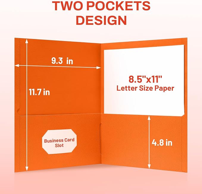 SUNEE Folders with Pockets, 2 Pocket Folders Fit Letter Size Paper, Paper File - Image 4