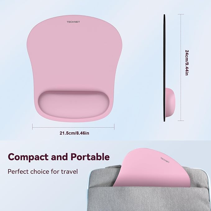 TECKNET 2 Pack Mouse Pad with Wrist Support, Ergonomic Gaming Mouse Pad Pain - Image 6