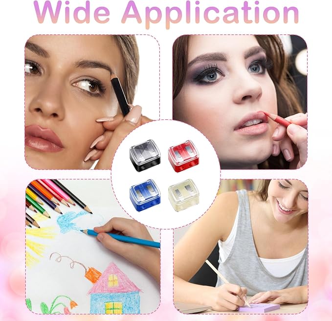 Makeup Pencil Sharpener, 4 Pack Dual Hole Cosmetic Pencil Sharpener - Image 7