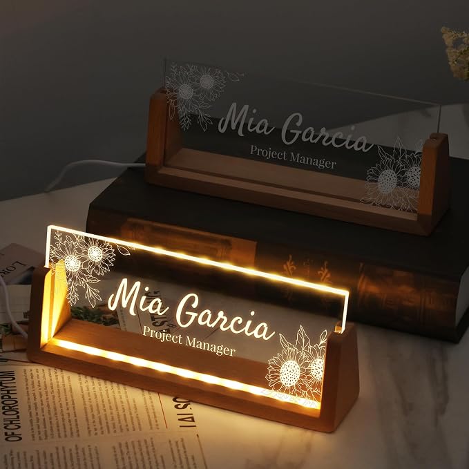 Custom Light Up Name Plate for Desk, Personalized LED Acrylic Name Sign - Image 2
