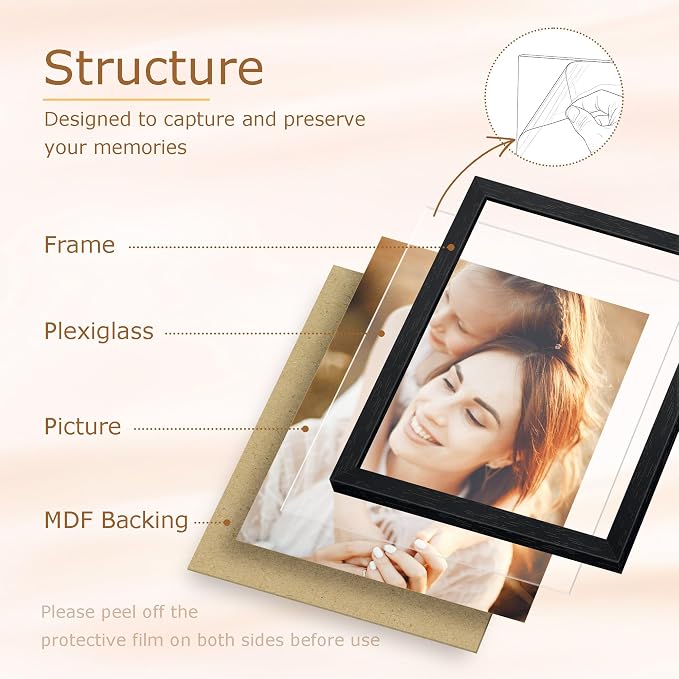 8x10 Picture Frame Set of 20, Display 8x10 Photos without Mat, - Image 3