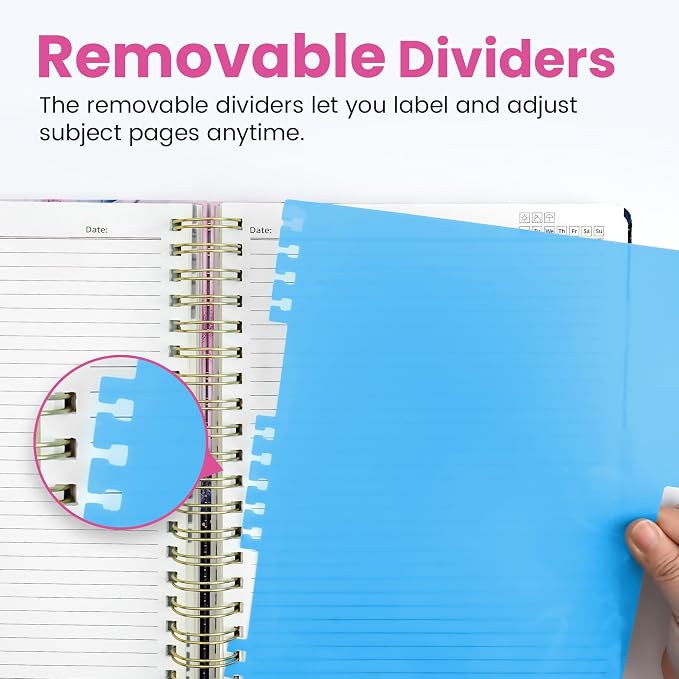 Large Lined Spiral Journal for Women Cute Hardcover 5 Subject Notebook for Work - Image 4