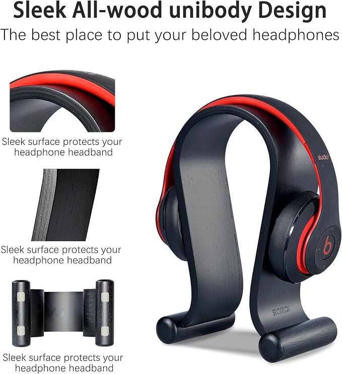 SAMDI Wood Headphone Stand Headset Stand Headphone Holder Universal Gaming - Image 2