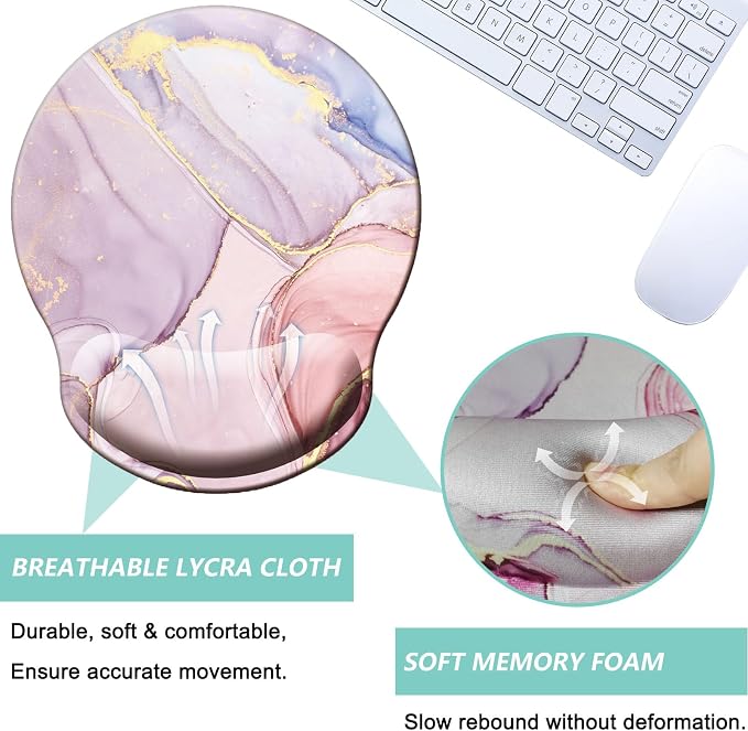 Mouse Pad with Wrist Support, Ergonomic Mouse Pad with Memory Foam Wrist Rest - Image 3