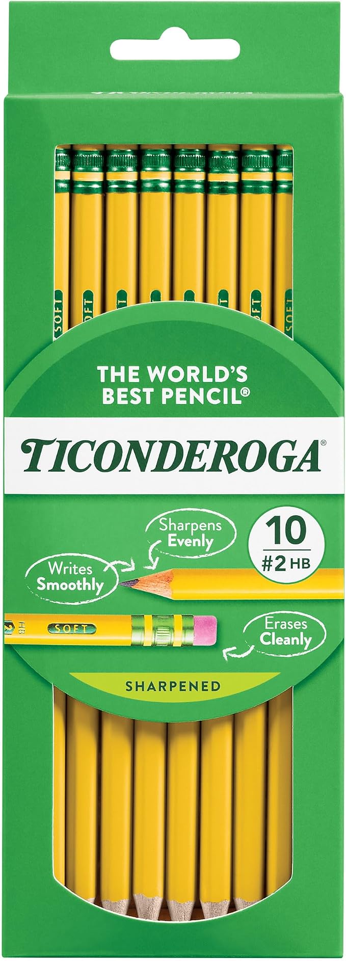 Ticonderoga Wood-Cased Pencils, Pre-Sharpened, 2 HB Soft by Ticonderoga