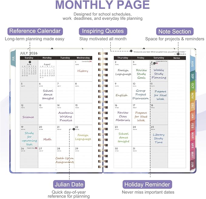 Planner 2026-2027, Weekly and Monthly Academic Year Calendar Planner, July 2026 - Image 3
