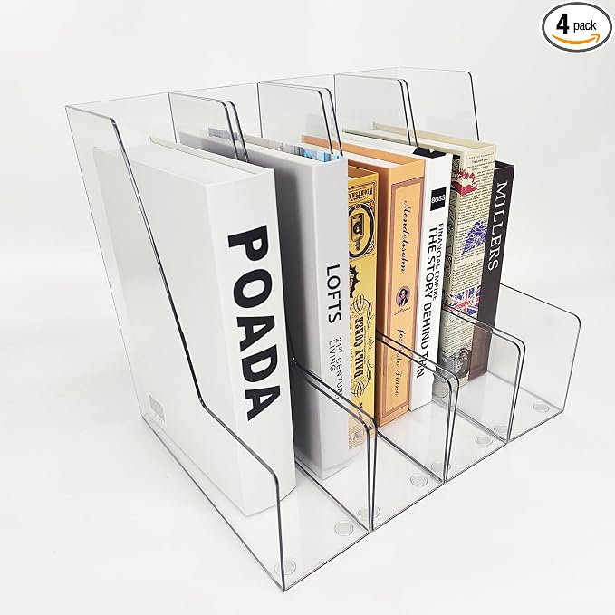 Vertical File Holder, 4 pack Clear Plastic Document Organizer and Clear by RHONZHAO