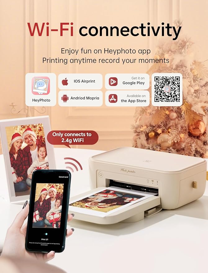 HPRT Photo Printer 4x6,+20 Sheets&1ribbon, Picture Printer for iPhone, Android, Smartphone, AR Video Printing, Portable Photo Printers CP4100-DeskLoop Office