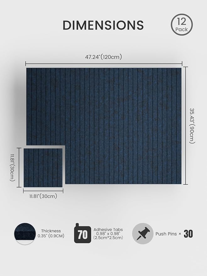 Bumusty Large Cork Board Alternative-48 x 36" Felt Bulletin Board Tiles - Image 2