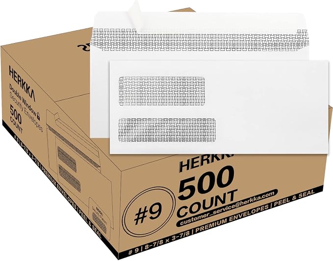 #9 Double Window Security Envelopes, HERKKA No.9 Double Window Business by HERKKA