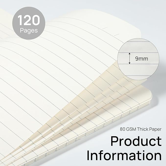 miikoul 12 Pack A5 Spiral Lined Notebooks, 8.3" X 5.5", 60 Sheets/120 Pages Wide Ruled Notebook Spiral Journals Bulk Paper Cover Notepad 12 Colors for Students Taking Class Notes Home Office Gift-DeskLoop Office