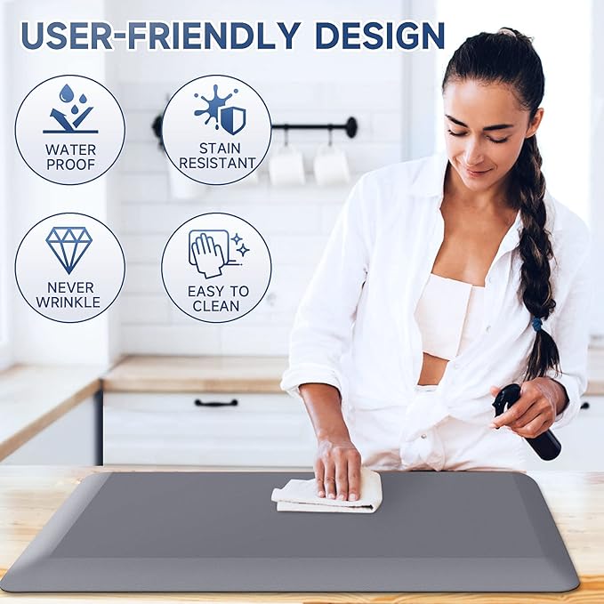 4/5 Inch Thick Kitchen Mats for Floor, StepRite Kitchen Rug for Standing Desk, Non-Slip, Thicker, Stain Resistant, Waterproof, Comfort Anti Fatigue Floor Mat for Home, Kitchen, Office - Grey,32*20''-DeskLoop Office