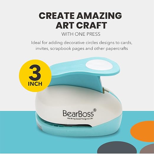 BearBoss 3 Inch Circle Punch, Hole Punch Shapes, Paper Punch Set - Image 2