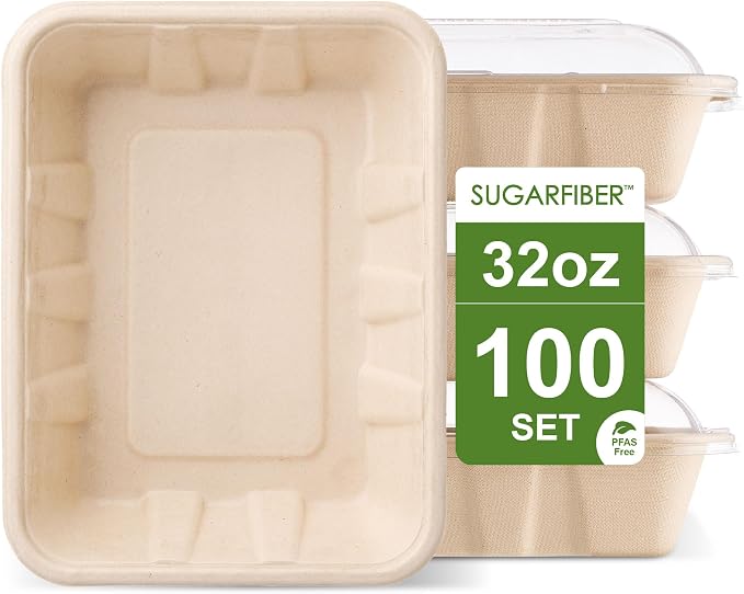 Harvest Pack 32 oz PFAS FREE Disposable Food Trays by HarvestPackGOURMETSHOWCASE