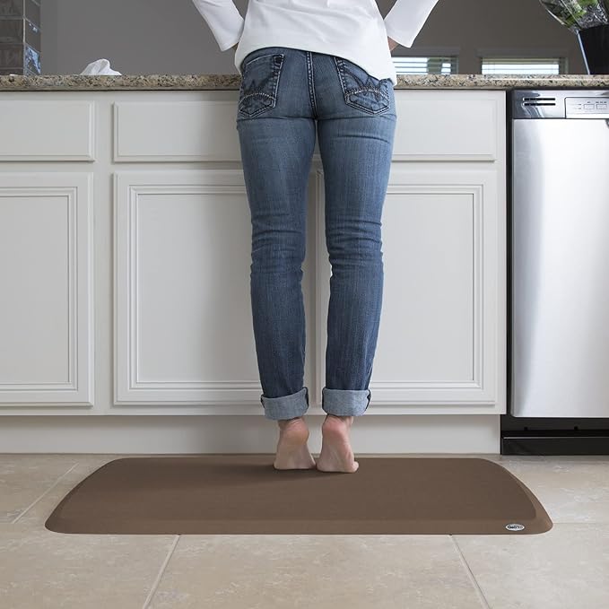 GelPro Linen Truffle Elite Premier Gel & Foam Anti-Fatigue Kitchen Floor Comfort Mat, 20" x 36"-DeskLoop Office