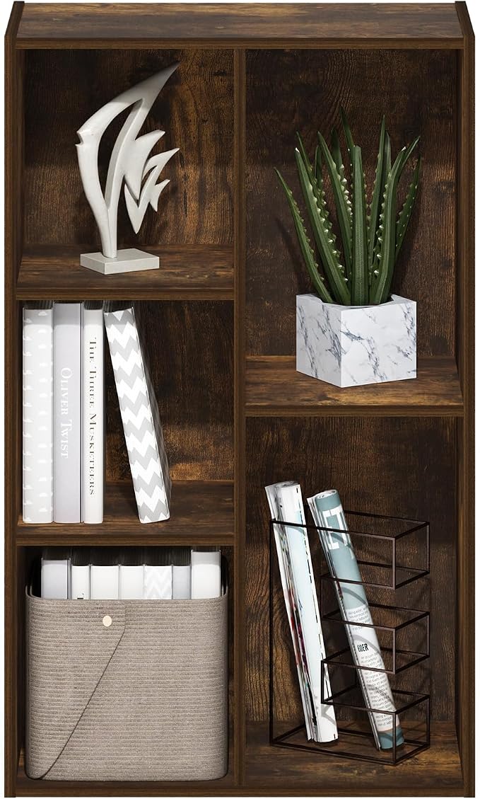 Furinno LUDER Book Shelf, 5-Cube Bookshelf, Reversible Bookcase, 9.4 x 19.5 x - Image 5