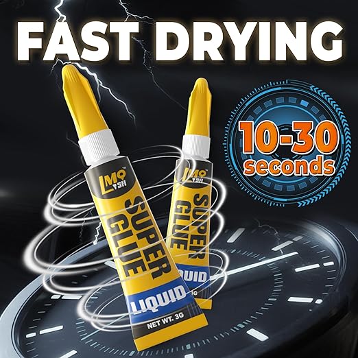 12×3g Mini Super Glue Clear Liquid, All Purpose Single Use Superglue Heavy Duty Strong for Plastic Ceramic Glass Metal Repair, Instant Cyanoacrylate Adhesive Bonding Wood Miniatures 3D Print-DeskLoop Office