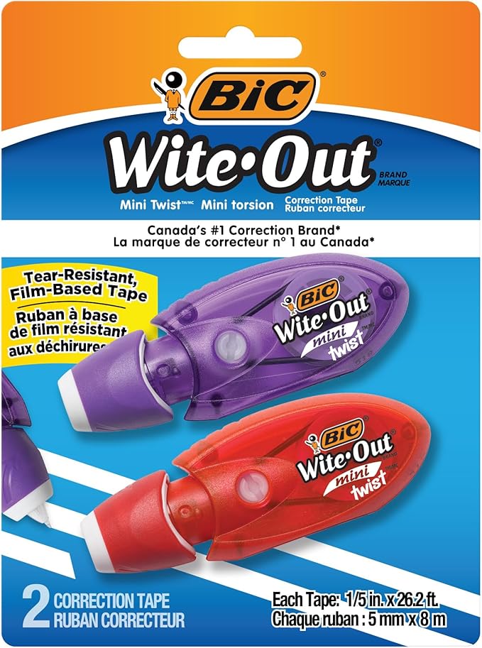 BIC Wite-Out Mini Twist Correction Tape, No Dry Time, Tear Resistant Tape by BIC
