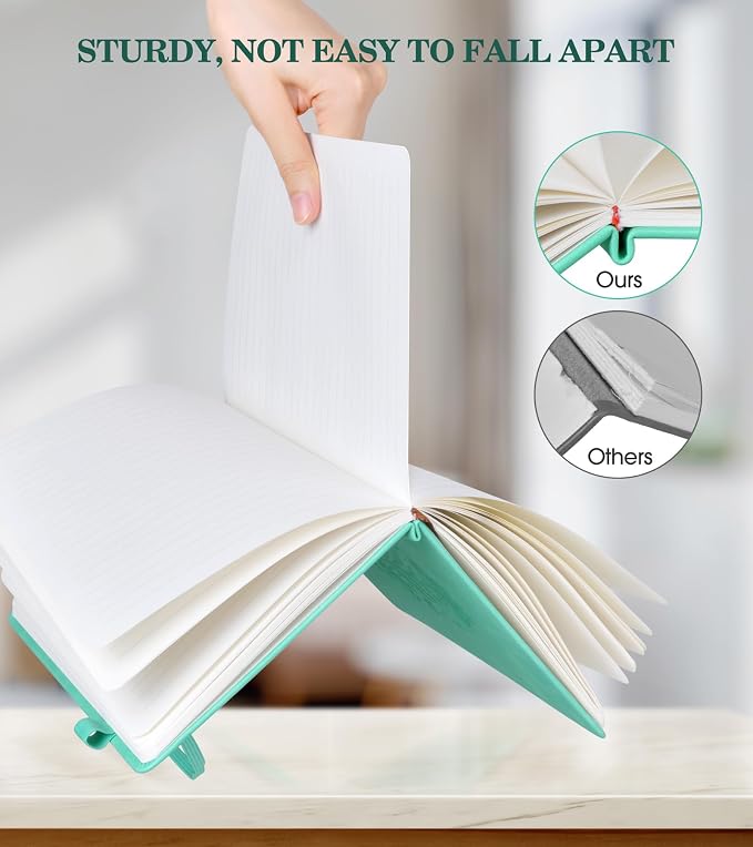 Lined Journal Notebook for Women, A5 Green Hardcover Leather Journals for - Image 2