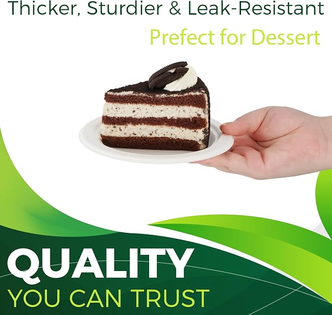 100PCS 100% Small Dessert Plates Disposable, 6 inch Paper Plates, Compostable - Image 5