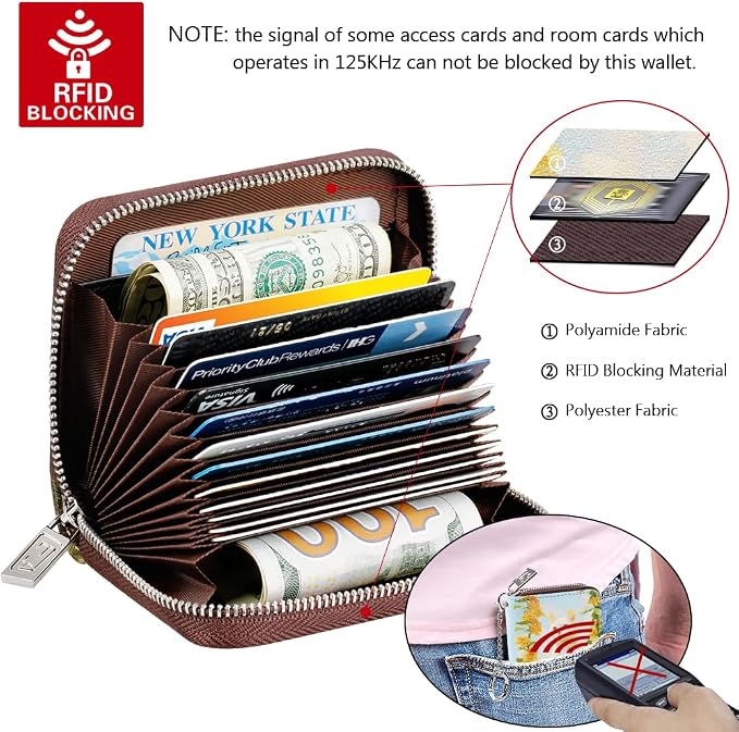 FurArt Zipper Wallet Women, RFID Blocking Credit Card Wallet, Business Card - Image 5