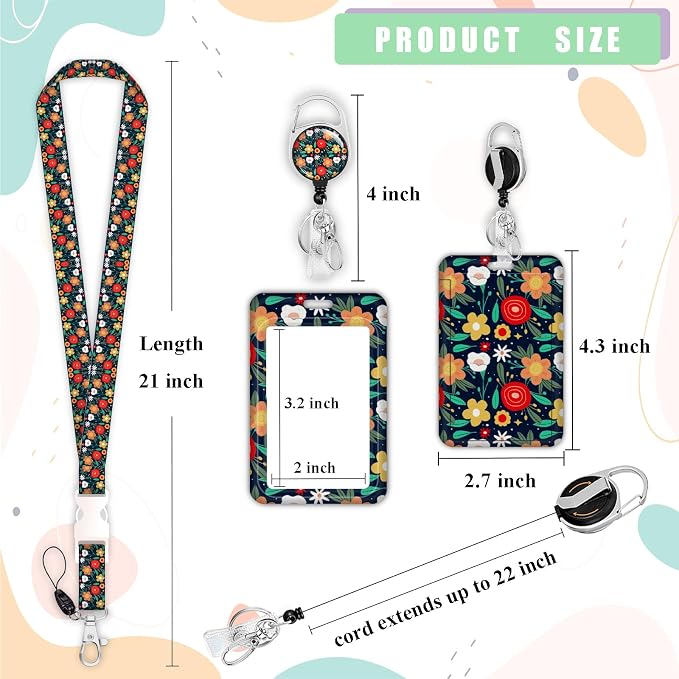 ID Badge Holder with Lanyard, Retractable ID Badge Card Holders Detachable Neck - Image 5