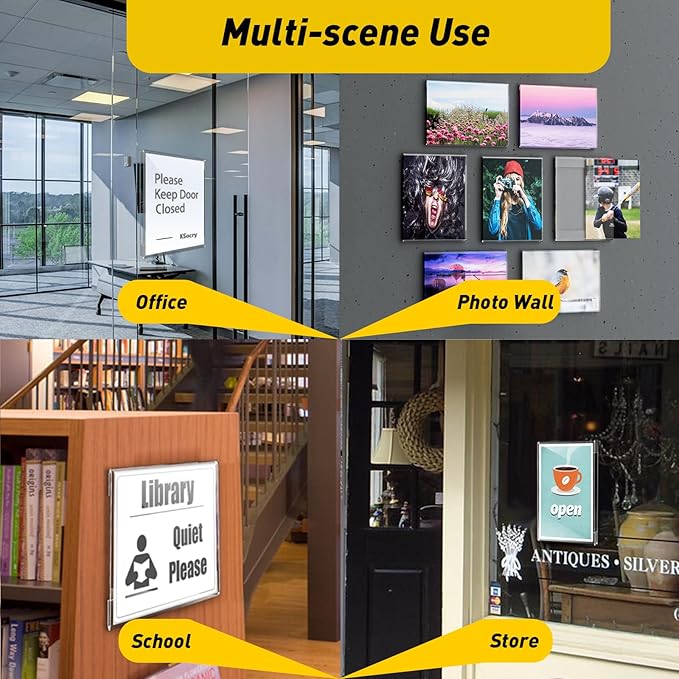 KSacry 6 Pcs Acrylic Sign Holder 8.5 x 11, Vertical Wall Mount Sign Holders - Image 4
