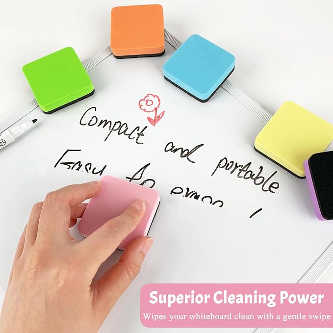6 Pack Dry Erase Erasers, 2 x 2 Inches Magnetic Whiteboard Eraser Cleaner - Image 5