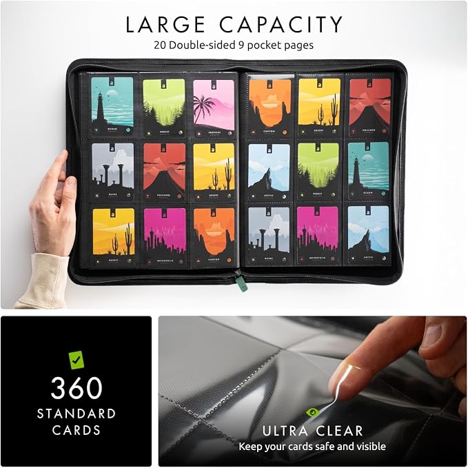 Vault X 9 Pocket Zip Binder, 360 Cards, Exo-Tec Material, 20 Side-Loading Pages - Image 4