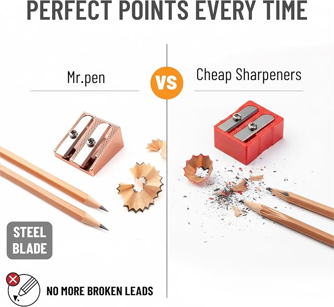 Mr. Pen- Handheld Metal Pencil Sharpener, 6 Pack | 2-Hole Dual Size, Rose Gold - Image 3