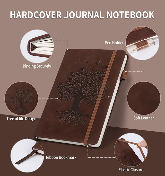 6 Pack Lined Journal Notebook for Women Men, A5 Hardcover Leather Journals for - Image 2