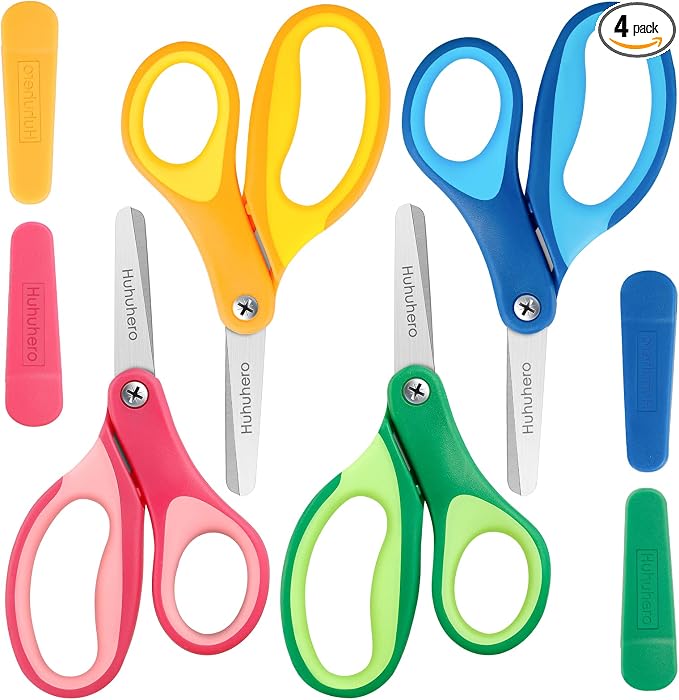Huhuhero Kids Scissors, Soft Grip Craft Cutting Scissors by Huhuhero