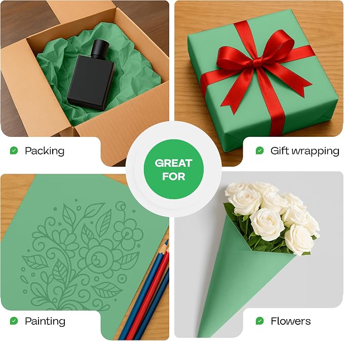 Christmas Green Kraft Paper Roll 18" x 1200" - Image 6