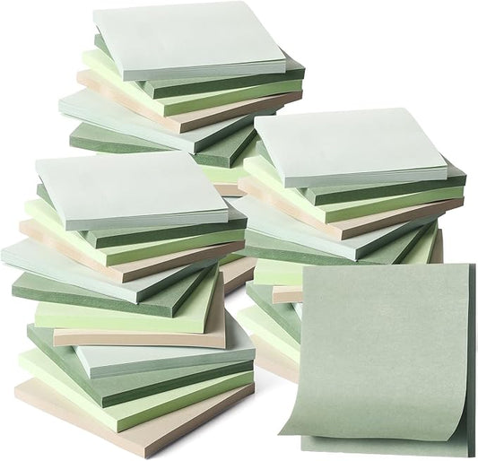 Thenshop 36 Pads Sticky Notes 3''x3'', Self Stick Notes Pads Office Supplies, 50 Sheets/pad Colored Aesthetic Sticky Accessories Home, Office, Notebook(Green)-DeskLoop Office