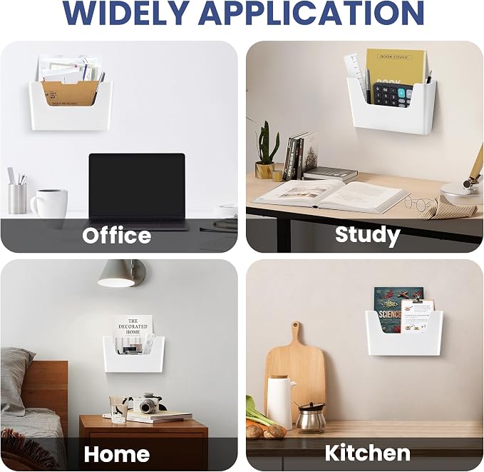JOMOLA No Drilling File Holder 2 Pack Mail Organizer Wall Mount File Organizer - Image 6