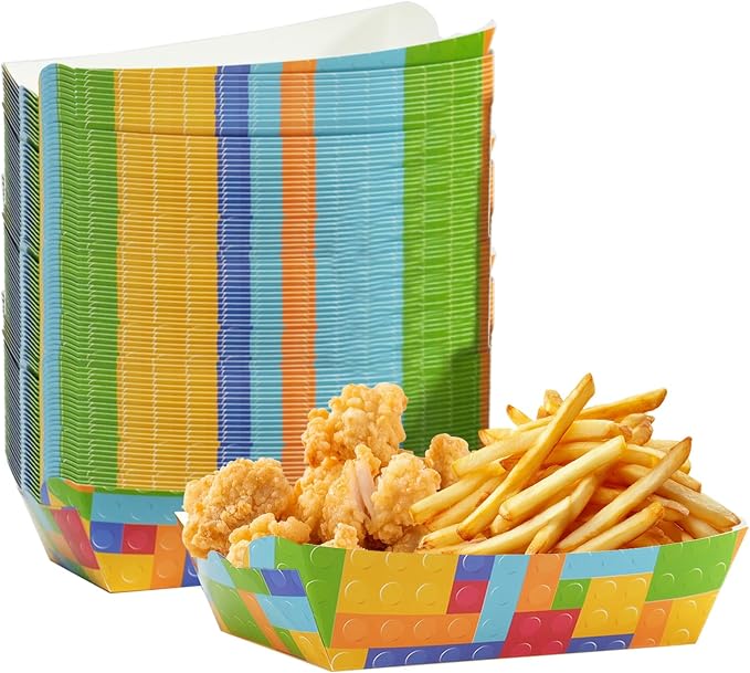 2lb Paper Food Trays, 50 Pack Disposable Serving Trays, Disposable Paper Boat by Unknown