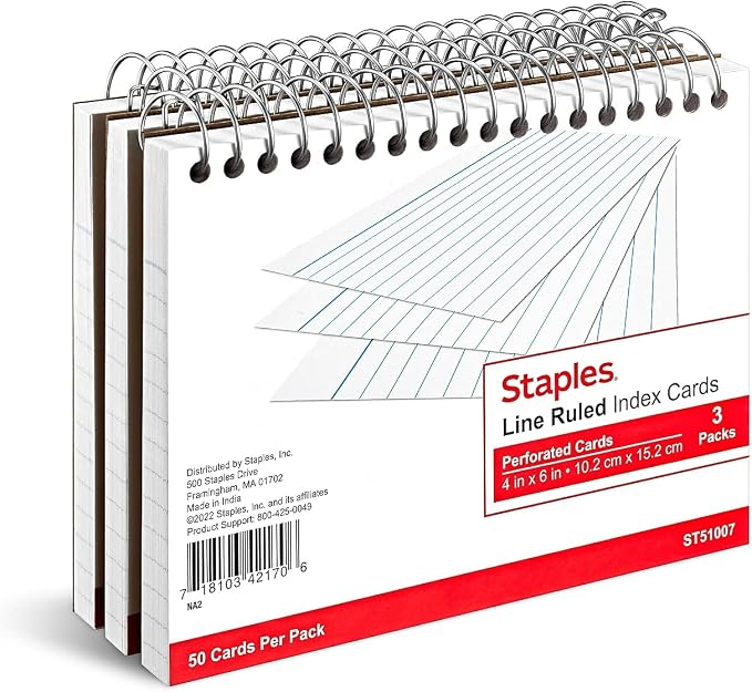 Staples Index Cards, 900 Pack – Bulk Ruled Cards by Staples