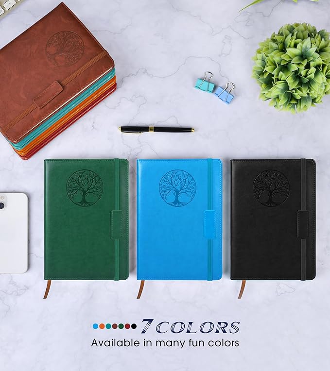 Lined Journal Notebook for Women Men,256 Pages A5 Hardcover Leather Journals for Writing,Travel,Business,Work & School,College Ruled Notebooks for Note Taking,Diary Notepad 5.7"×8.3" blue-DeskLoop Office