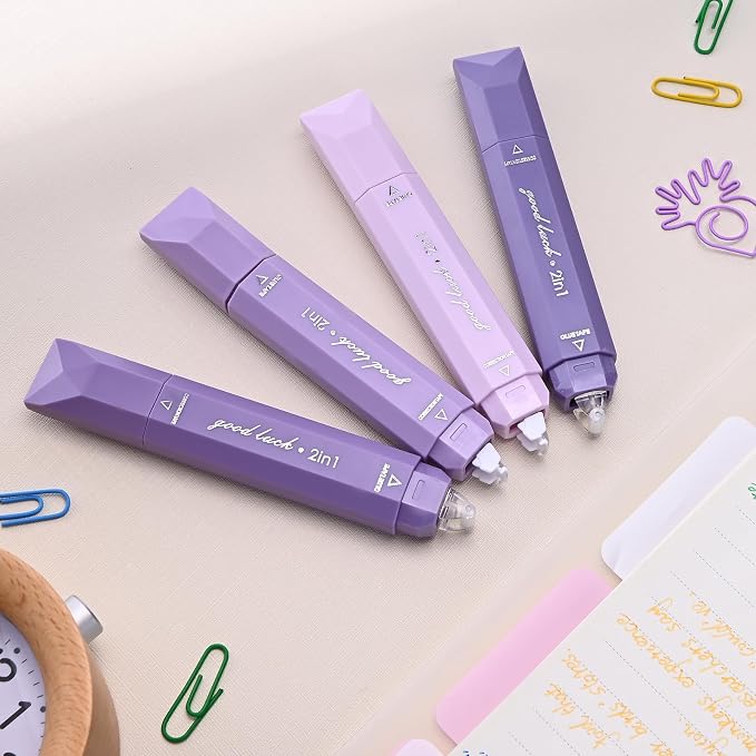 Temiary 4 Pcs 2 in 1 White Correction Tape and Double Sided Roller Set - Image 6