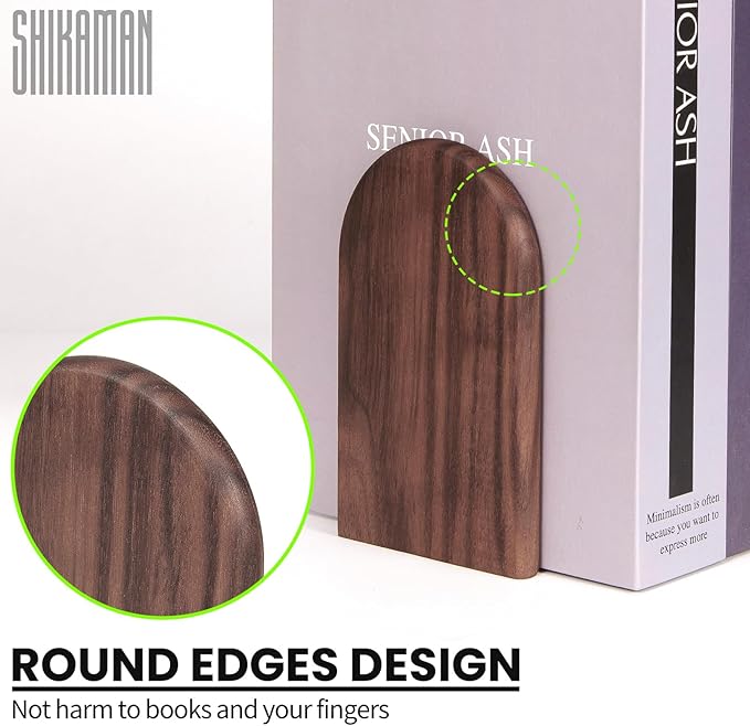 Book Ends, 1 Pair Bookends Wood Book Ends Universal Economy Bookend - Image 2