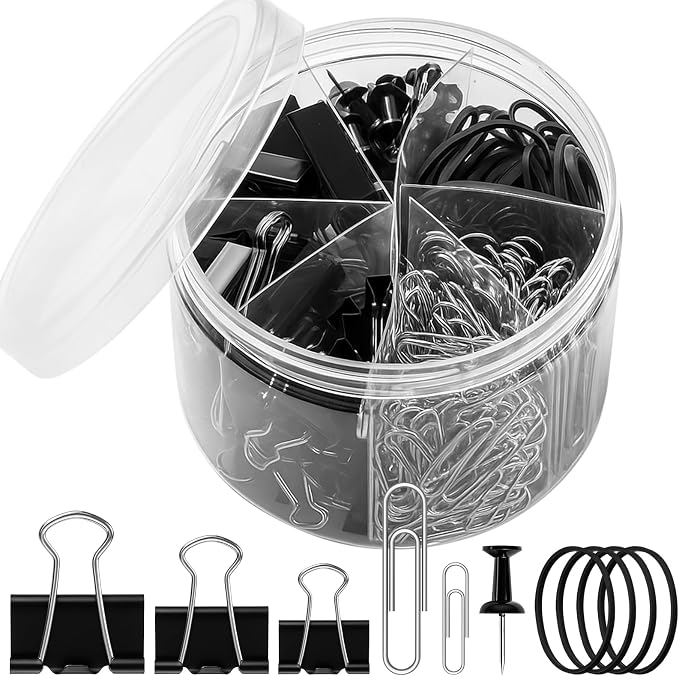 350 Pcs Paper Clips Assorted Sizes, Paperclips and Binderclips Office Supplies by SUMAJU