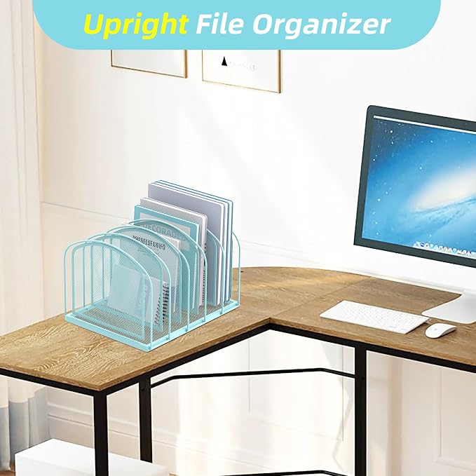 SUPEASY File Organizer 5-Section Mesh Desk Organizer, Upright File Organizer - Image 5