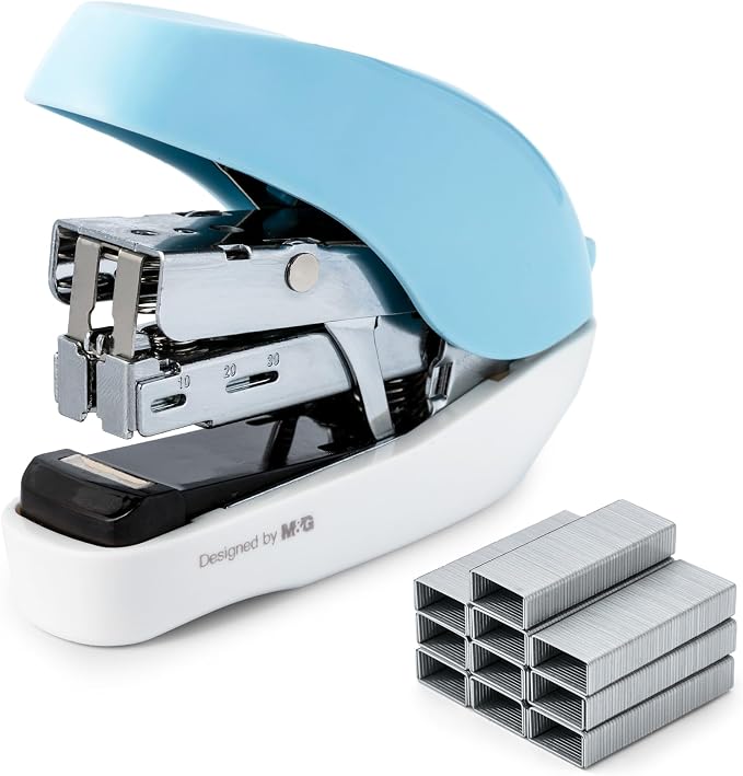 M&G Mini Stapler with Staples, Small Blue Effortless Stapler Set, 20 Sheet by MG