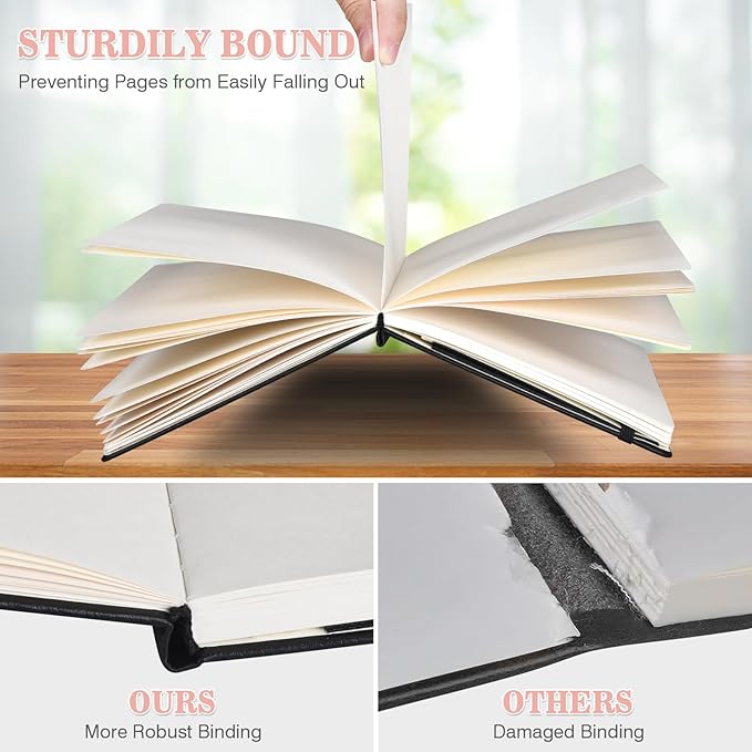 Blank Journal Notebook, 3 Pack A5 Sketch Book, Hardcvoer Sketchbook for Drawing with 100GSM Thick Paper, Leather Journal for Writing, Unlined Journal for Women, Men, School, 160 Pages, 5.7" x 8.4"-DeskLoop Office