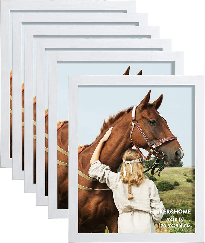 ELSKER&HOME 8x10 Picture Frame White Set of 6 Glass | Multi Photo Frames Collage by ELSKERHOME