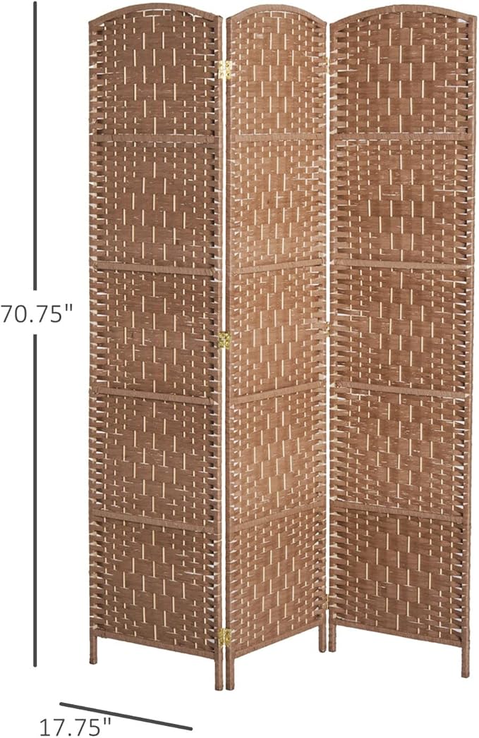 NicBex Room Divider 3 Panel Room Dividers with Wicker Weave Design Partition Room Dividers and Folding Privacy Screens 6 FT Wall Divider for Office, Room Separation,53.25"W x 0.75"D x 70.75"H, Natural-DeskLoop Office