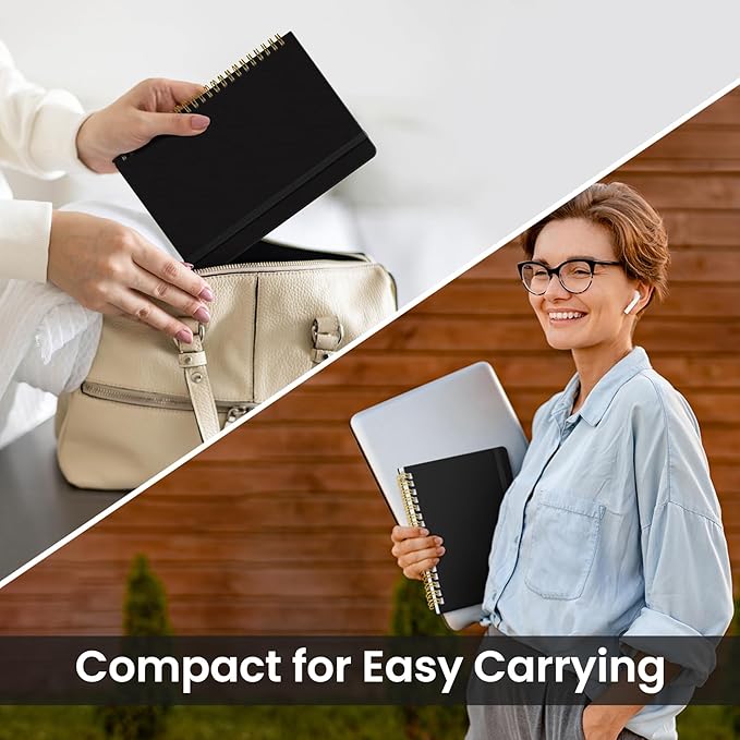 Taja Lined Spiral Journal Notebook for Work, 6 Pack, 140 Pages, College Ruled Hardcover Notebook Journal for Women, 6 Pcs, Journals for Writing, A5(6"x8") - Black-DeskLoop Office